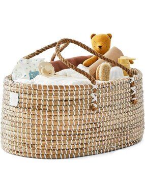 Premium Baby Diaper Caddy Organizer - Stylish Basket with Cotton Divider for